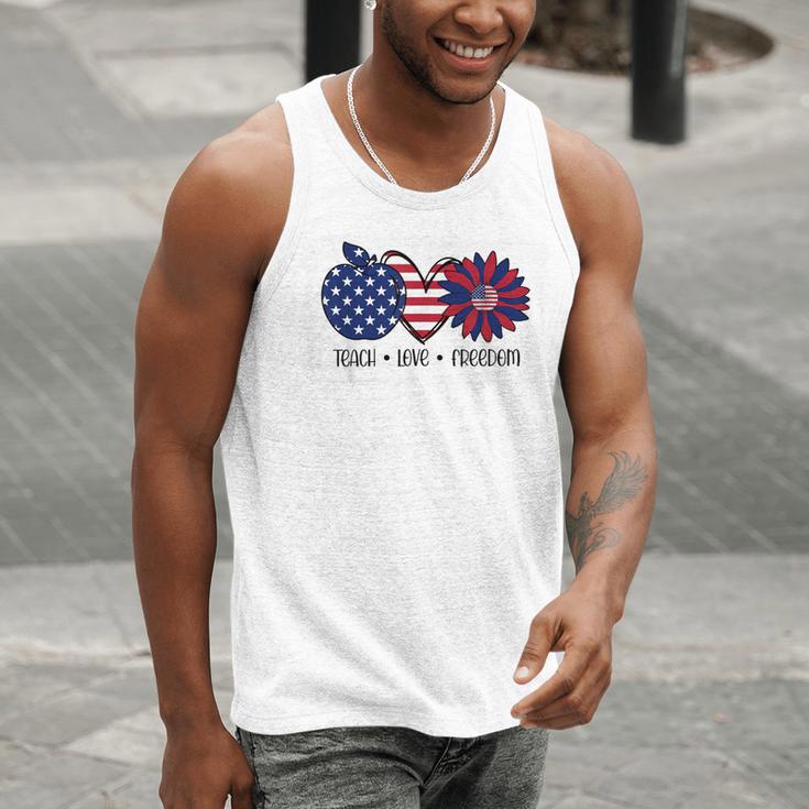 American Flag Teach Love Freedom Preschool Teacher 4th July Men Tank Top, funny gift American Flag Teach Love Freedom Preschool Teacher 4th July Men Tank Top, funny gift