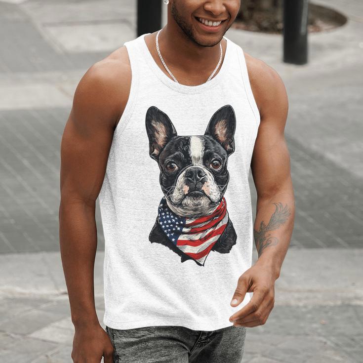 Boston Terrier American Flag Men Tank Top, American Boston Terrier Tank Tops, funny gift