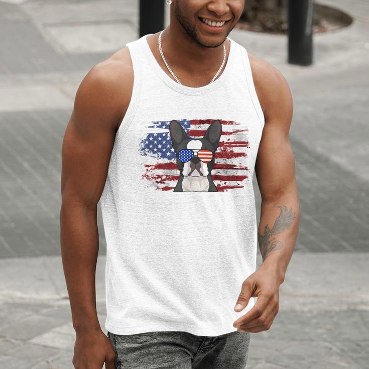 Boston Terrier Dad American Flag 4th Of July Dog Fathers Day Men Tank Top, American Boston Terrier Tank Tops, Boston Terrier Dad Tank Tops, Boston Terrier 4th Of July Tank Tops, funny gift
