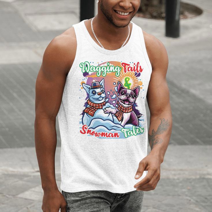 Boston Terrier Dog Christmas Snowman Winter Snow Men Tank Top, Boston Terrier Christmas Tank Tops, funny gift