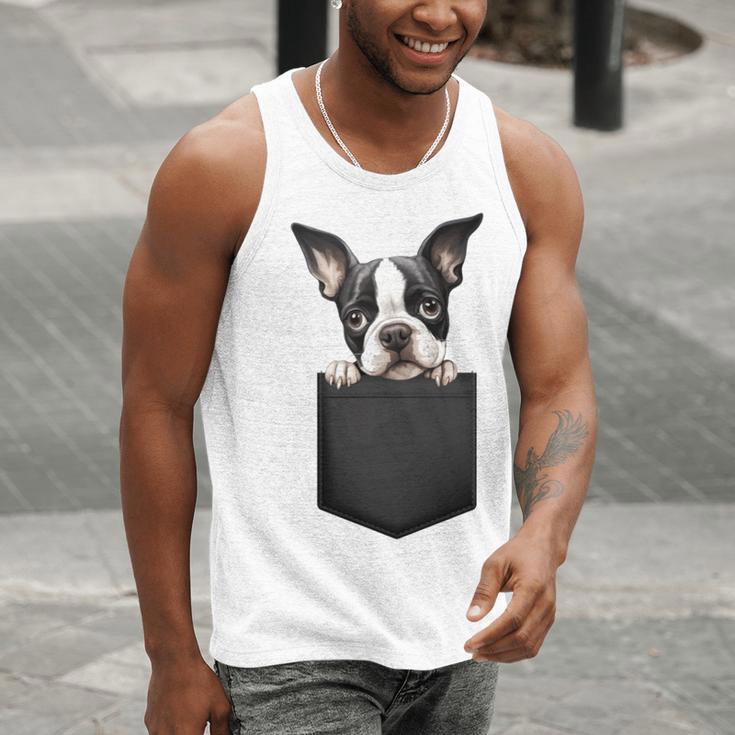 Boston Terrier Dog Puppy Dog In Pocket Cute Pet Lover Men Tank Top, funny gift