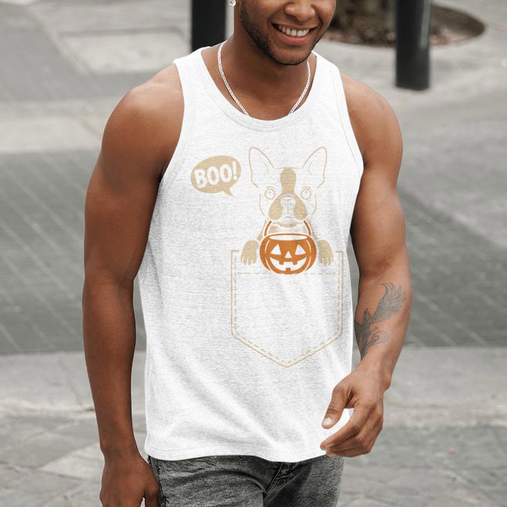 Boston Terrier Halloween Cute Bostie Dog Pocket Boo Men Tank Top, Boston Terrier Halloween Tank Tops, funny gift