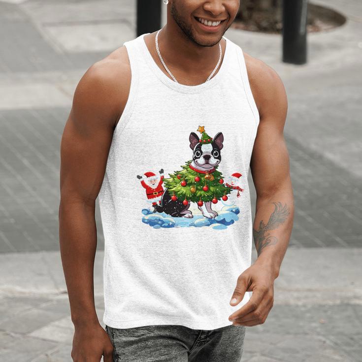 Boston Terrier Merry Christmas Tree Lights Dog X-Mas Dogs Men Tank Top, Boston Terrier Christmas Tank Tops, funny gift