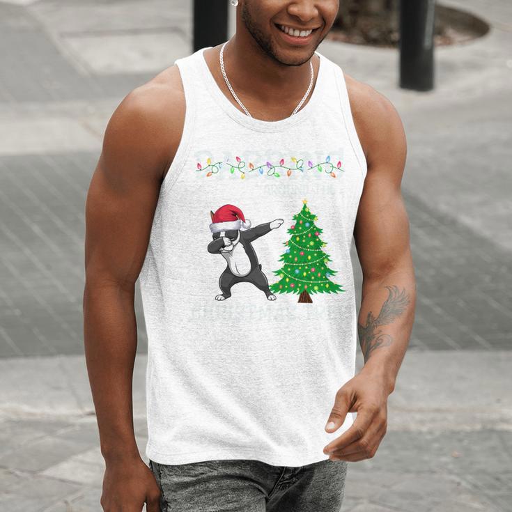 Boston Terrier Santa Hat Dabbing Around The Christmas Tree Men Tank Top, Boston Terrier Christmas Tank Tops, funny gift