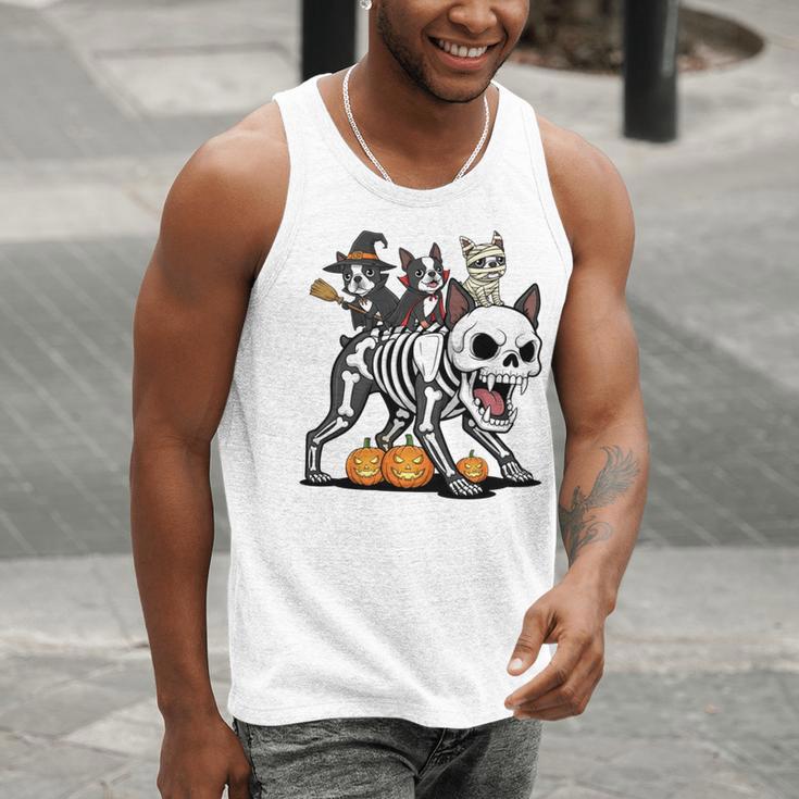Boston Terrier Skeleton Mummy Witch Halloween Men Tank Top, Boston Terrier Halloween Tank Tops, funny gift