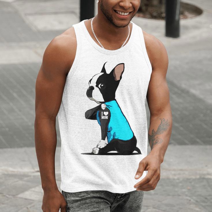 Boston Terrier Tattoos I Love Mom Men Tank Top, Boston Terrier Mom Tank Tops, funny gift