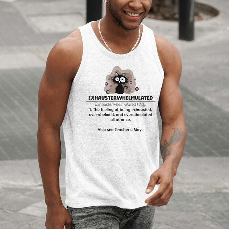 Cat Exhausted Teacher Exhausterwhelmulated Definition Men Tank Top, funny gift Cat Exhausted Teacher Exhausterwhelmulated Definition Men Tank Top, funny gift