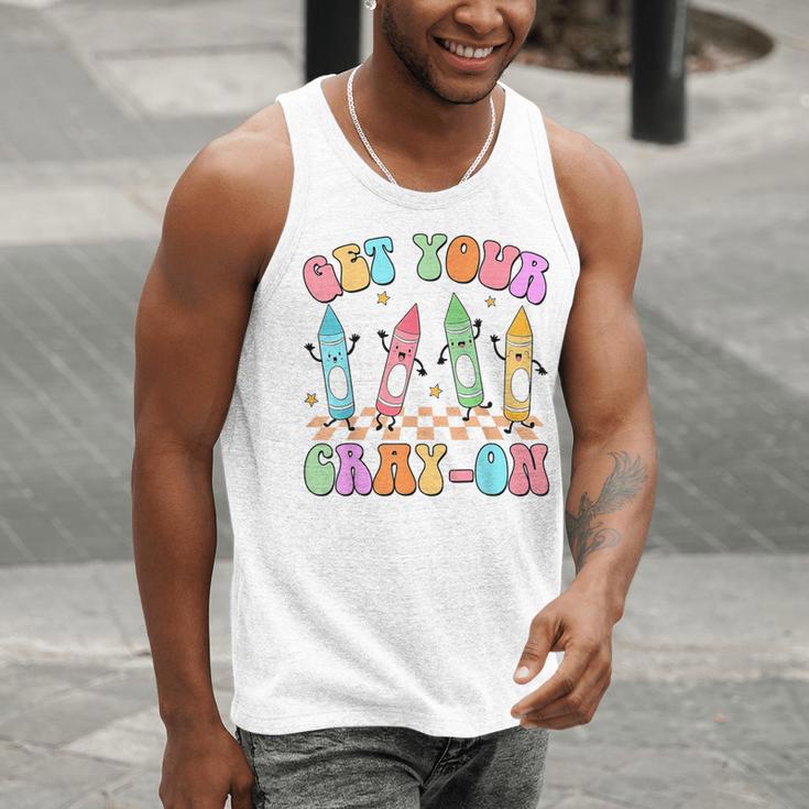 Get Your Cray-On Preschool Teacher Kindergarten Teacher Men Tank Top, funny gift