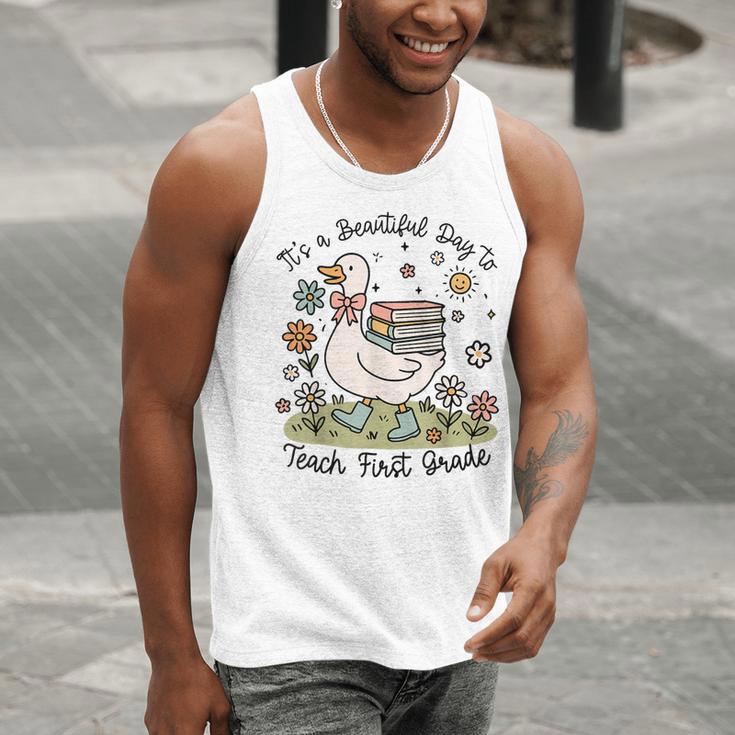 Cute Goose It's A Beautiful Day To Teach 1st Grade Teacher Men Tank Top, funny gift Cute Goose It's A Beautiful Day To Teach 1st Grade Teacher Men Tank Top, funny gift