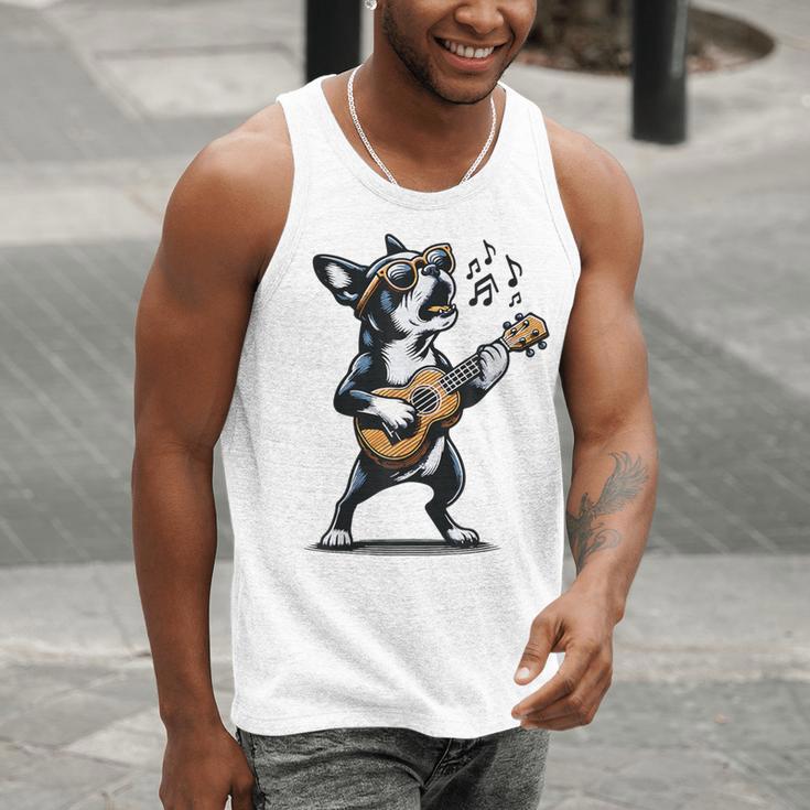 Dog Playing Guitar Singing Boston Terrier For Men Women Girls Kids Men Tank Top, funny gift