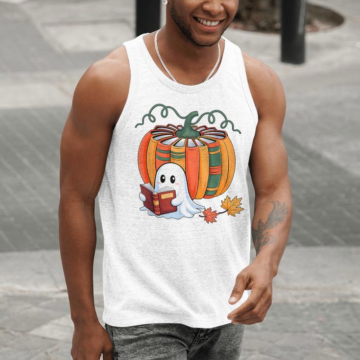 Fall Book Pumpkin Books Ghost Reading Halloween Teacher Men Tank Top, funny gift Fall Book Pumpkin Books Ghost Reading Halloween Teacher Men Tank Top, funny gift
