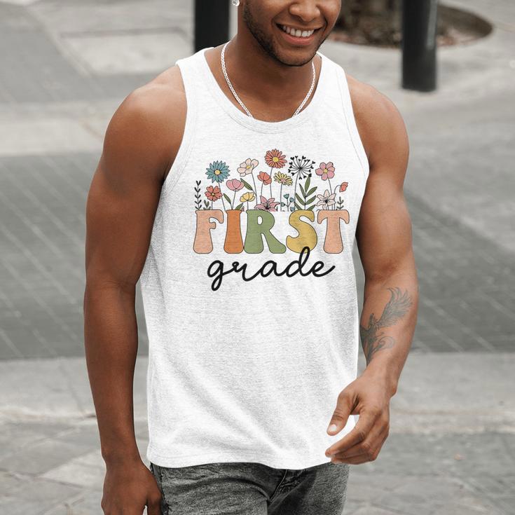 First Grade Teacher Wildflower Back To School Floral Outfits Men Tank Top, First Grade Teacher Tank Tops, funny gift