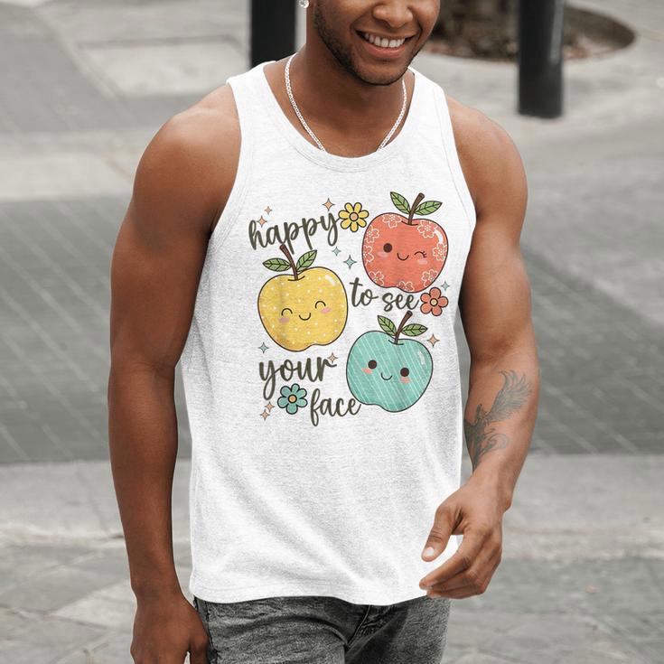 Happy To See Your Face Teacher Apple Men Tank Top, funny gift