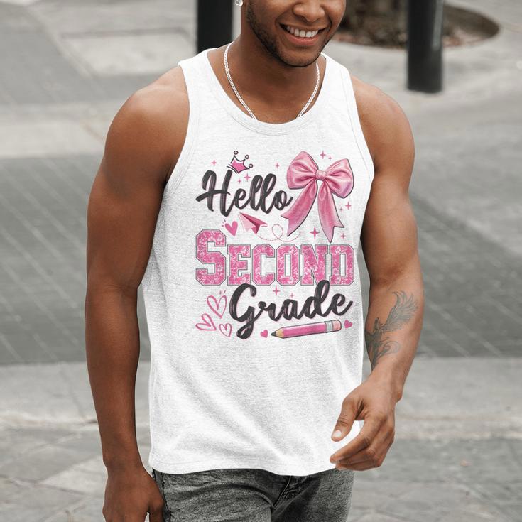 Hello Second Grade First Day Of School Coquette Teacher Girl Men Tank Top, First Grade Teacher Tank Tops, funny gift Hello Second Grade First Day Of School Coquette Teacher Girl Men Tank Top, First Grade Teacher Tank Tops, funny gift