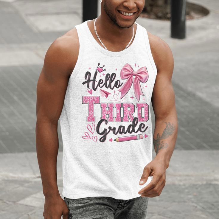 Hello Third Grade First Day Of School Coquette Teacher Girl Men Tank Top, First Grade Teacher Tank Tops, funny gift