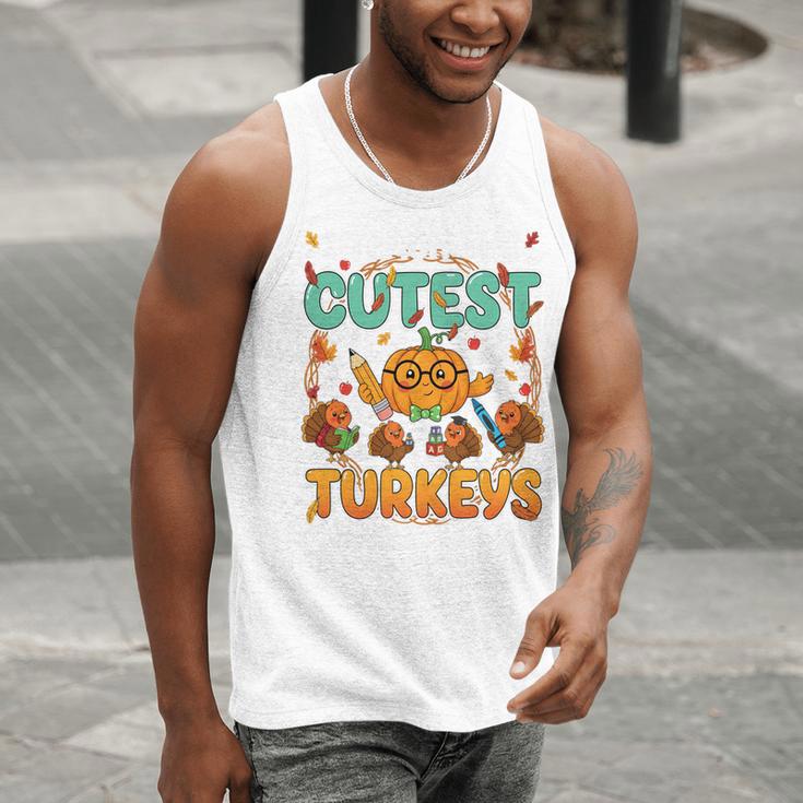 Humor I Teach The Cutest Turkeys Thanksgiving Teacher Men Tank Top, funny gift