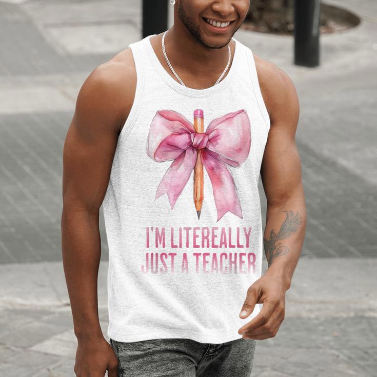 I'm Literally Just a Teacher Pencil Coquette Bow School Men Tank Top, funny gift I'm Literally Just a Teacher Pencil Coquette Bow School Men Tank Top, funny gift