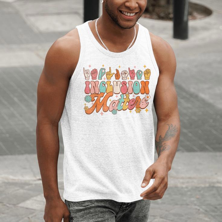 Inclusion Matters Groovy American Sign Language ASL Teacher For Men Women Men Tank Top, Groovy Teacher Tank Tops, funny gift Inclusion Matters Groovy American Sign Language ASL Teacher For Men Women Men Tank Top, Groovy Teacher Tank Tops, funny gift