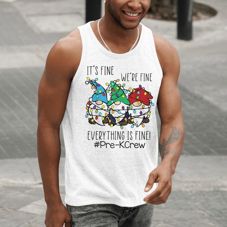 It's Fine We'Re Fine Gnome Pre-K Teacher Christmas Light For Men Women Men Tank Top, funny gift