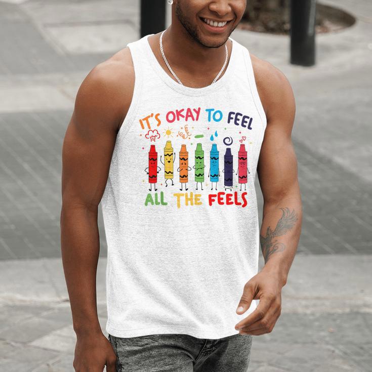 Its Okay To Feel All The Feels Mood Color Crayons Teacher Men Tank Top, funny gift Its Okay To Feel All The Feels Mood Color Crayons Teacher Men Tank Top, funny gift