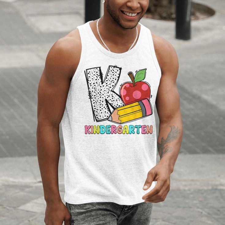 K Is For Kindergarten Teacher Pencil Apple Back To School Men Tank Top, funny gift K Is For Kindergarten Teacher Pencil Apple Back To School Men Tank Top, funny gift