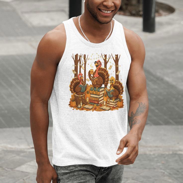 Librarian Turkey Reading Book Fall Thanksgiving Teacher Book Men Tank Top, funny gift Librarian Turkey Reading Book Fall Thanksgiving Teacher Book Men Tank Top, funny gift