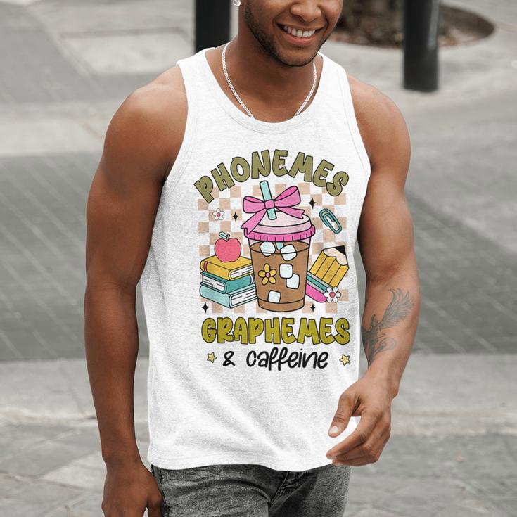 Phonemes Graphemes Caffeine Back To School Reading Teacher Men Tank Top, funny gift Phonemes Graphemes Caffeine Back To School Reading Teacher Men Tank Top, funny gift