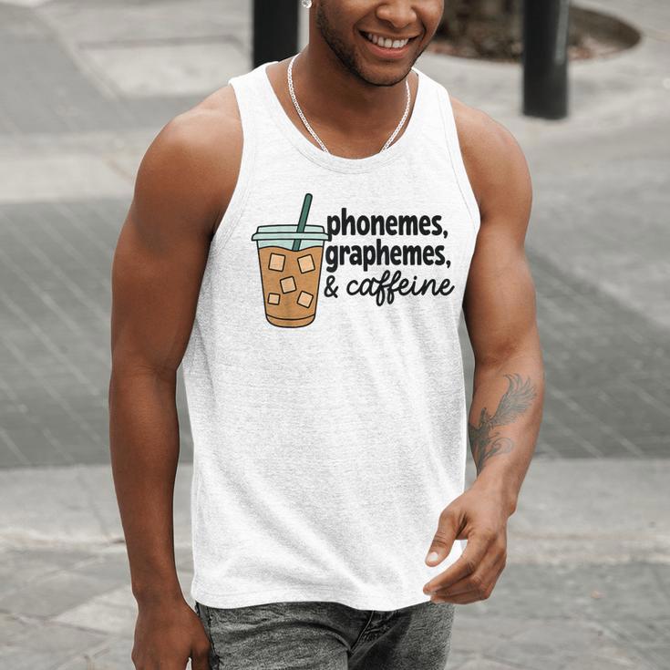Phonemes Graphemes And Caffeine Coffee Teacher Appreciation Men Tank Top, funny gift Phonemes Graphemes And Caffeine Coffee Teacher Appreciation Men Tank Top, funny gift