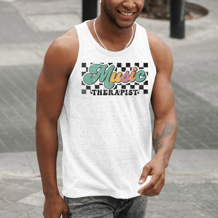 Retro Checkered Music Therapist Squad Music Therapy Teacher For Men Women Men Tank Top, funny gift Retro Checkered Music Therapist Squad Music Therapy Teacher For Men Women Men Tank Top, funny gift