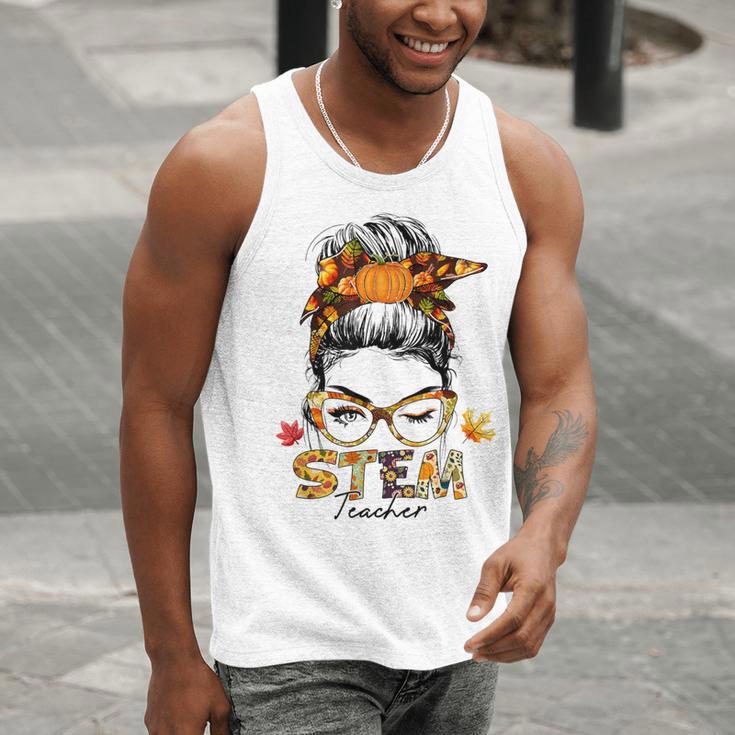 STEM Teacher Messy Bun Fall Vibes Autumn Thanksgiving Men Women Men Tank Top, funny gift STEM Teacher Messy Bun Fall Vibes Autumn Thanksgiving Men Women Men Tank Top, funny gift