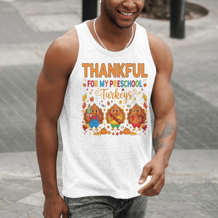 Teach Thanksgiving Teacher Thankful For My Preschool Turkeys Men Tank Top, funny gift