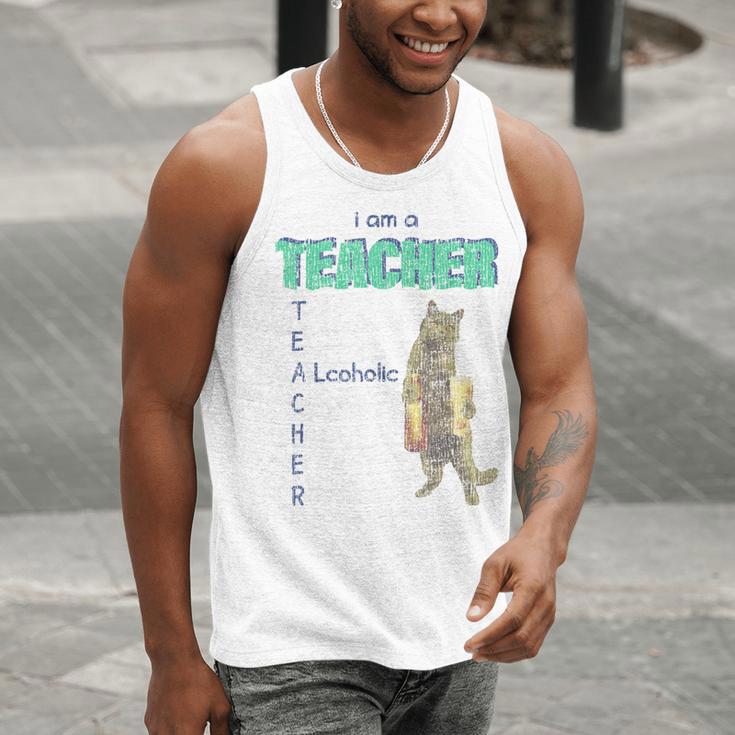 I Am A Teacher Alcoholic Cat Beer Feline Men Women Men Tank Top, funny gift I Am A Teacher Alcoholic Cat Beer Feline Men Women Men Tank Top, funny gift
