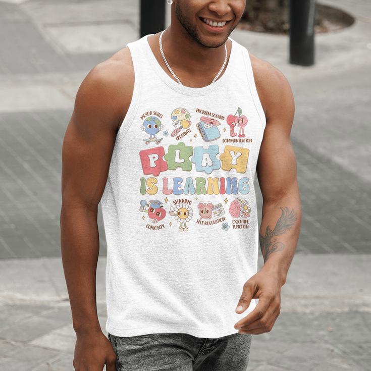 Teacher Groovy Play Is Learning Back To School Men Tank Top, Groovy Teacher Tank Tops, funny gift