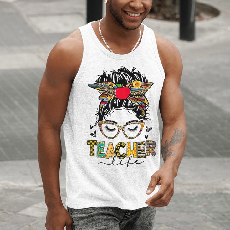 Teacher Life Messy Bun Glasses Leopard Sunflower Men Tank Top, funny gift Teacher Life Messy Bun Glasses Leopard Sunflower Men Tank Top, funny gift