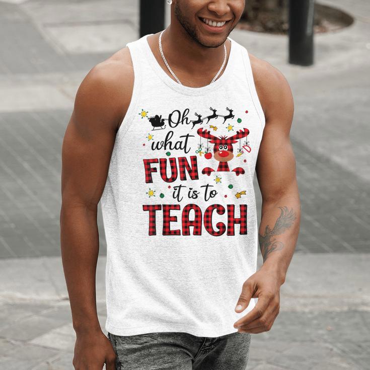 Teachers Oh What Fun It Is To Teach Cute Red Plaid Reindeer Men Tank Top, funny gift Teachers Oh What Fun It Is To Teach Cute Red Plaid Reindeer Men Tank Top, funny gift