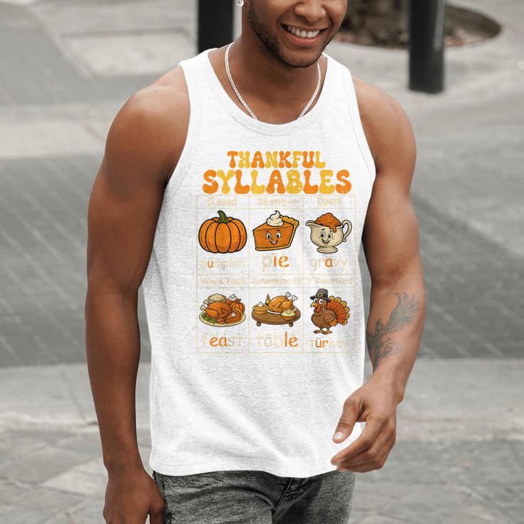 Thankful Syllables Teacher Thanksgiving Educational Kids Men Tank Top, funny gift Thankful Syllables Teacher Thanksgiving Educational Kids Men Tank Top, funny gift