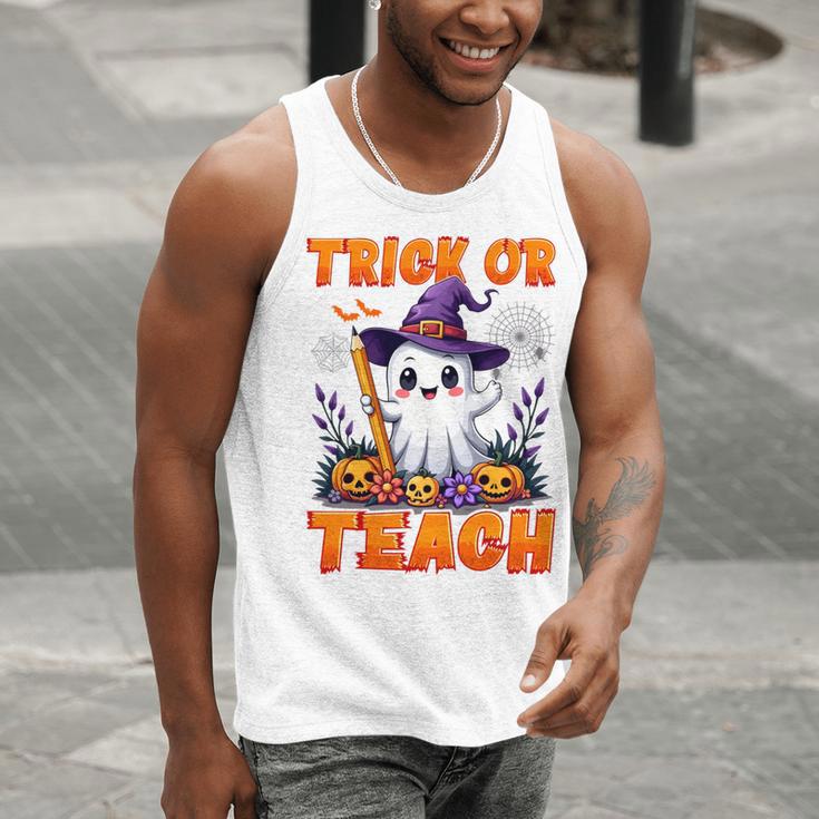 Trick Or Teach Teacher Halloween Ghost Pencil Floral Men Tank Top, funny gift Trick Or Teach Teacher Halloween Ghost Pencil Floral Men Tank Top, funny gift