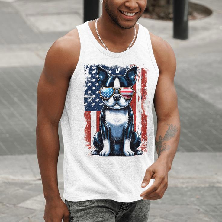 Vintage Boston Terrier Dog American US USA Flag Pets Dogs Men Tank Top, American Boston Terrier Tank Tops, funny gift