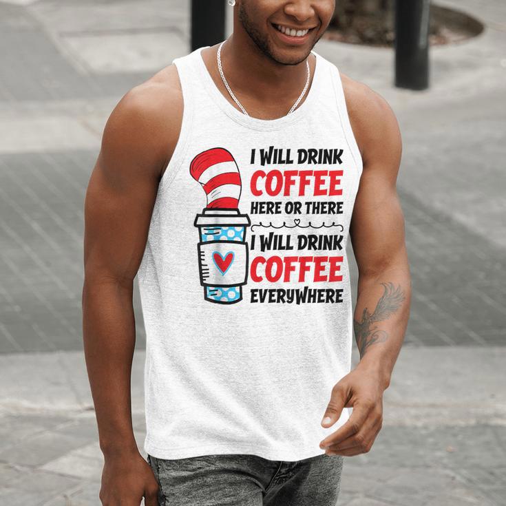 I Will Drink Coffee Here Or There Funny Teacher Teaching Men Women Girls Kids Men Tank Top, funny gift