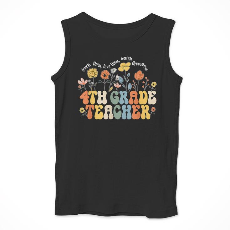 4th Fourth Grade Teacher Appreciation Teaching Wildflowers Men Tank Top, 4th Grade Teacher Gifts, funny design