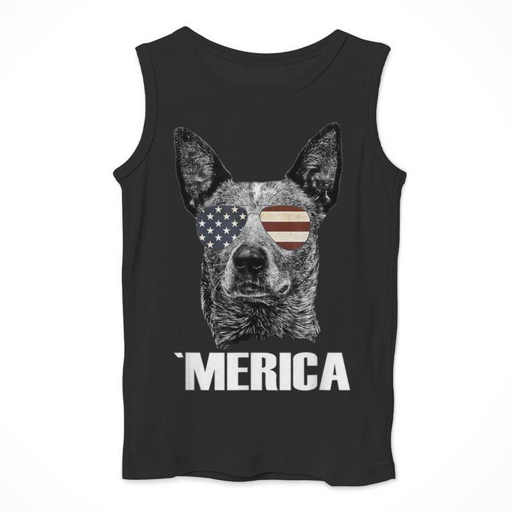 4th July Blue Heeler Dog Merica Patriotic USA Flag Cute Men Tank Top, funny design