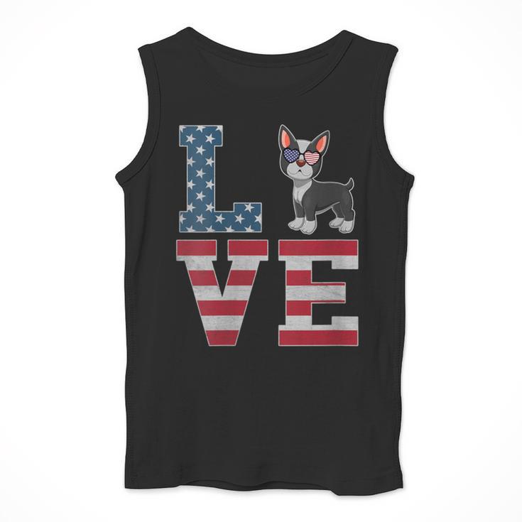 4th Of July Decor Patriotic LOVE Boston Terrier USA Flag Men Tank Top, Patriotic Boston Terrier Gifts, Boston Terrier 4th Of July Gifts, funny design