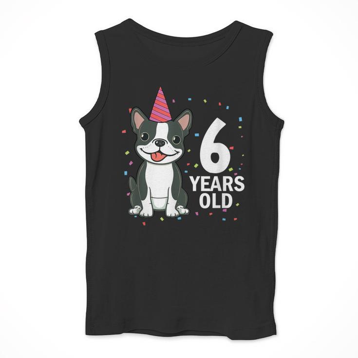 6 Years Old Birthday Boston Terrier Dog Lover 6th Party Kid Men Tank Top, funny design