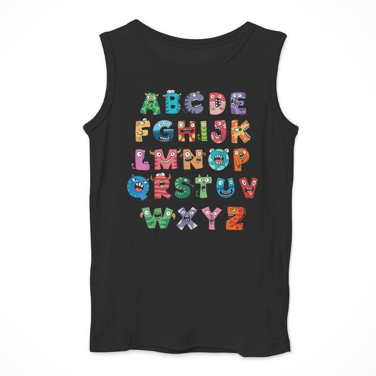 ABC Cute Monster Alphabet Halloween Teacher Costume Kids Men Tank Top, funny design