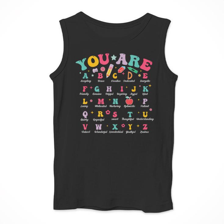 Alphabet Positive Affirmations Back To School Teacher Men Tank Top, funny design Alphabet Positive Affirmations Back To School Teacher Men Tank Top, funny design
