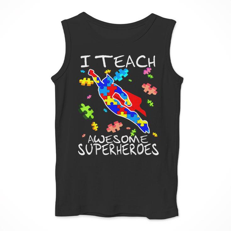 Autism Awareness Teacher I Teach Awesome Superheroes Men Tank Top, funny design