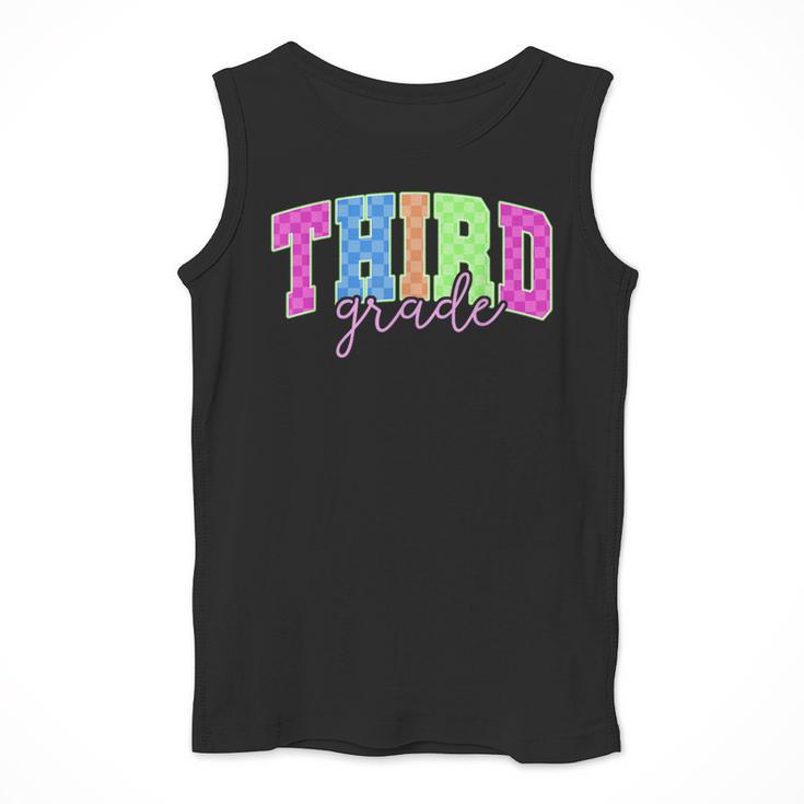 Back To School Neon Checkered Third Grade Colorful Teacher Men Tank Top, funny design Back To School Neon Checkered Third Grade Colorful Teacher Men Tank Top, funny design