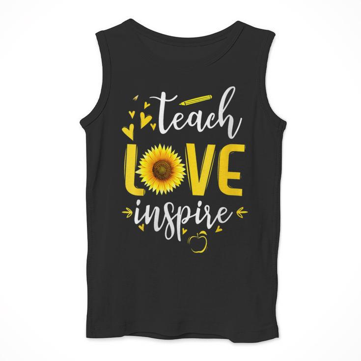 Back To School Teach Love And Inspire Teacher Sunflower Men Tank Top, funny design