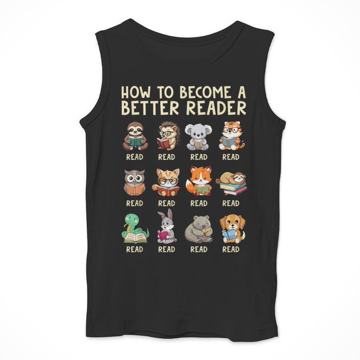How To Become A Better Reader Animals Reading Teacher Men Tank Top, funny design