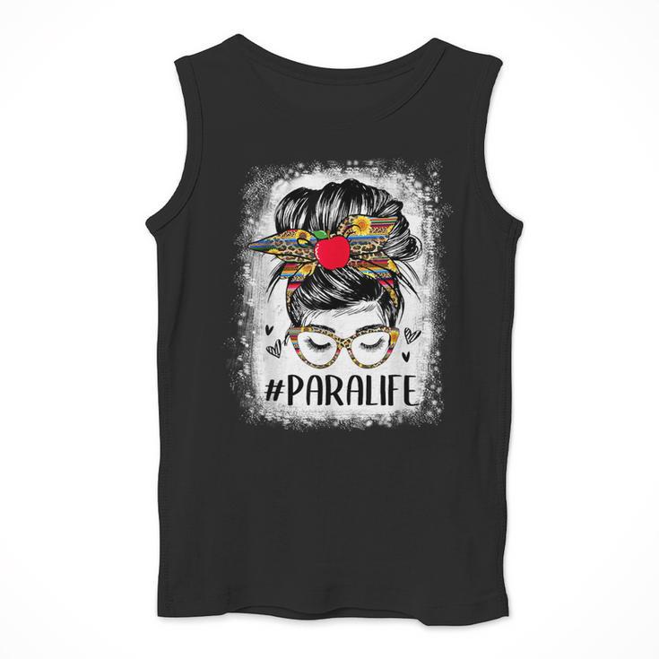 Bleached Teacher Para Life Paraprofessional Cute Messy Bun For Men Women Girls Kids Men Tank Top, funny design